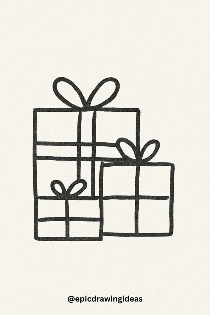 40 Easy Christmas Drawing Ideas for the Holiday Season 10 Gift Boxes with Ribbon