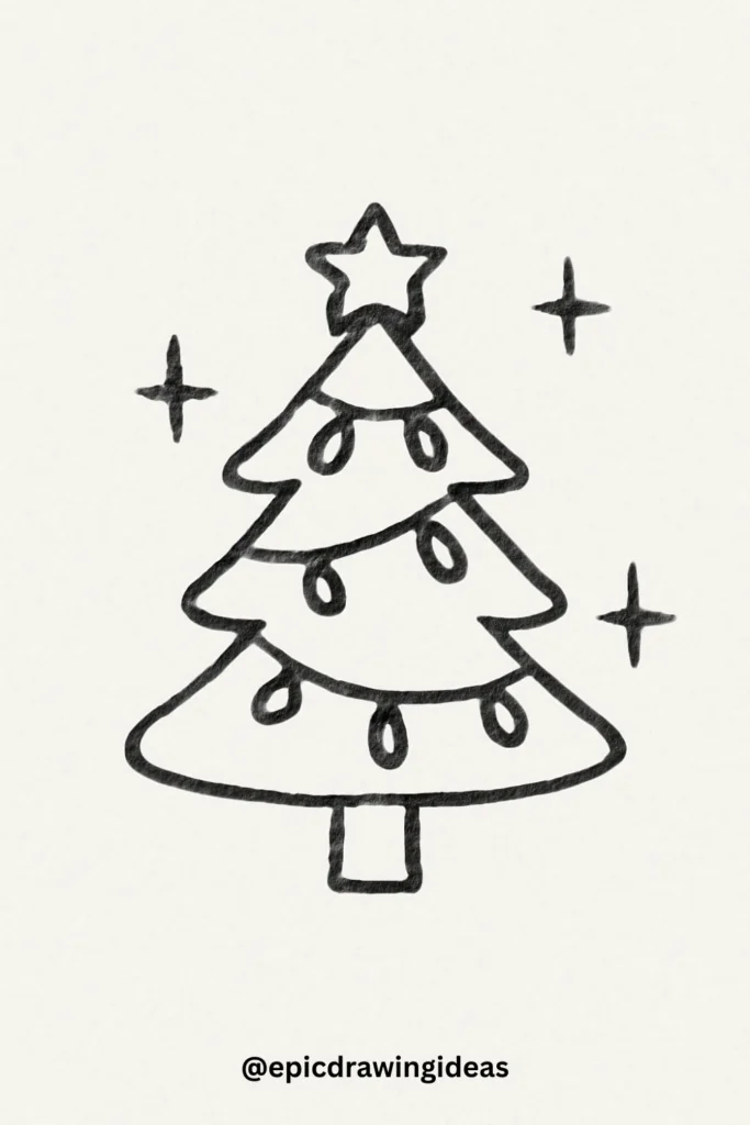 40 Easy Christmas Drawing Ideas for the Holiday Season 11 Christmas Lights on a Tree