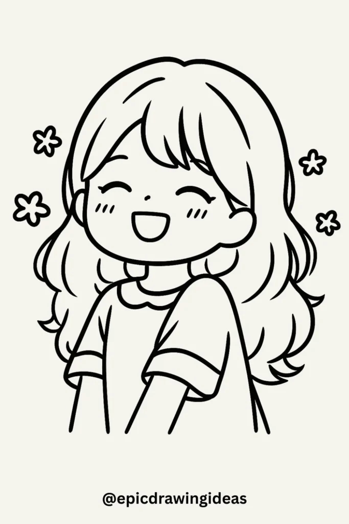 Smiling Girl Surrounded by Flowers