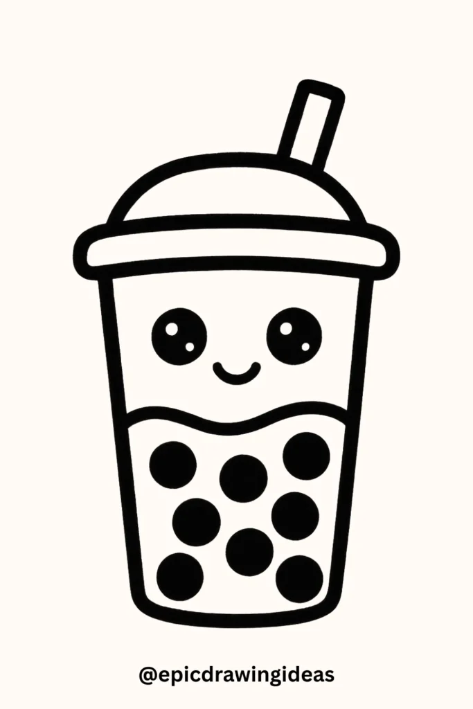Boba Cup with a Face and Straw Hat
