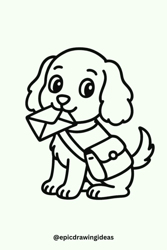 30 Cute Dog Drawing Ideas You’ll Love 23 Dog as Mail Carrier