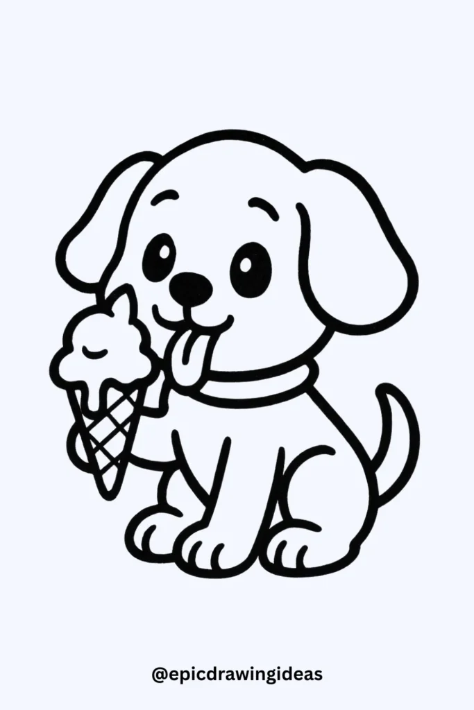 30 Cute Dog Drawing Ideas You’ll Love 24 Dog Holding an Ice Cream Cone