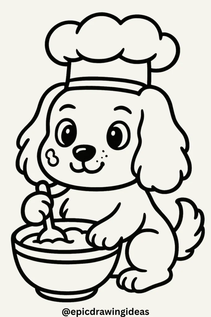 30 Cute Dog Drawing Ideas You’ll Love 6 Baking Dog Chef
