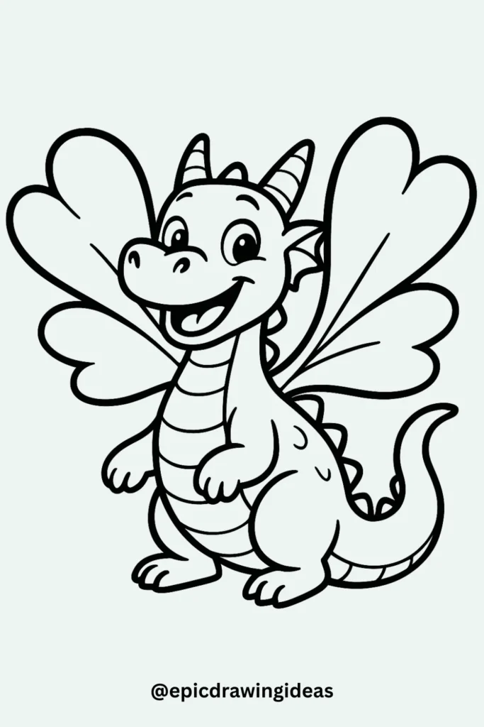 Dragon with Heart-Shaped Wings