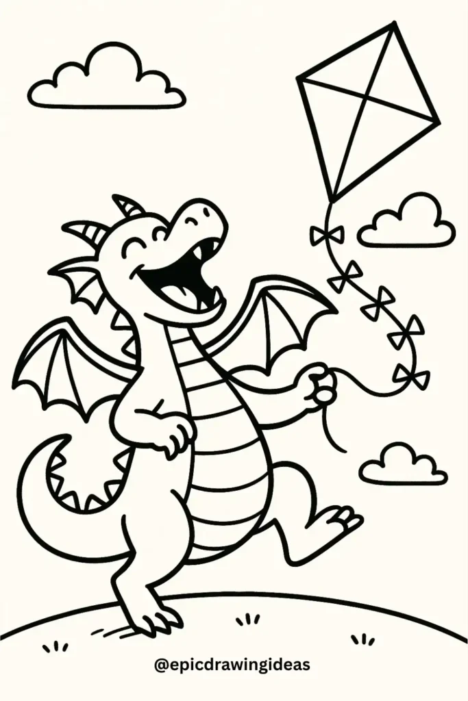 Dragon Playing with a Kite
