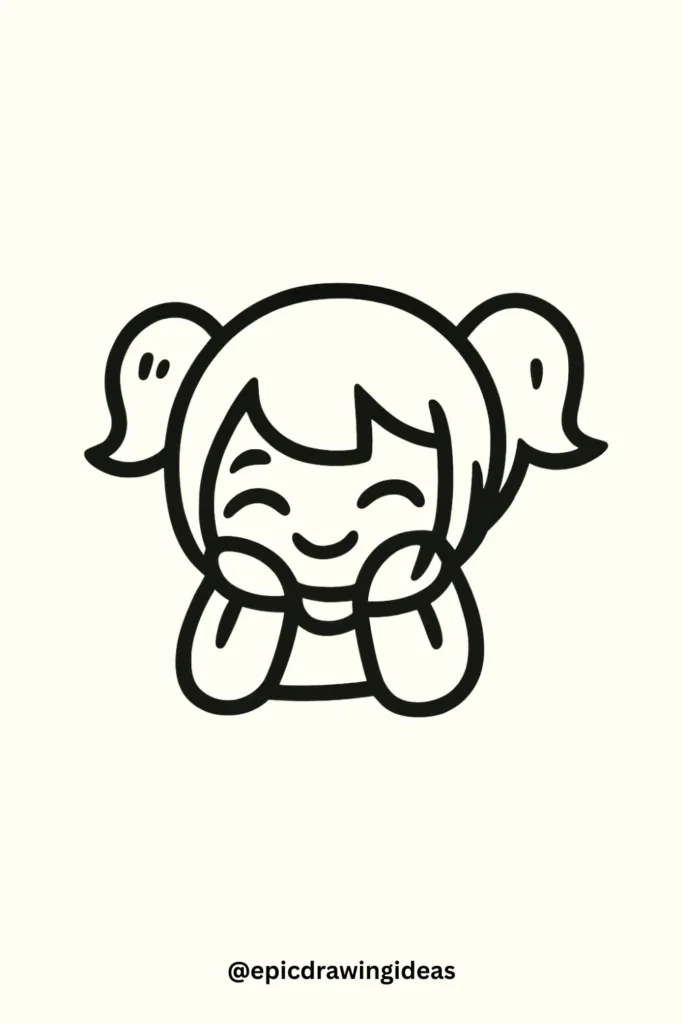 Shy Girl with Pigtails