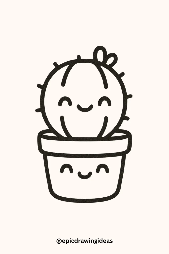 Cactus in a Pot with a Face
