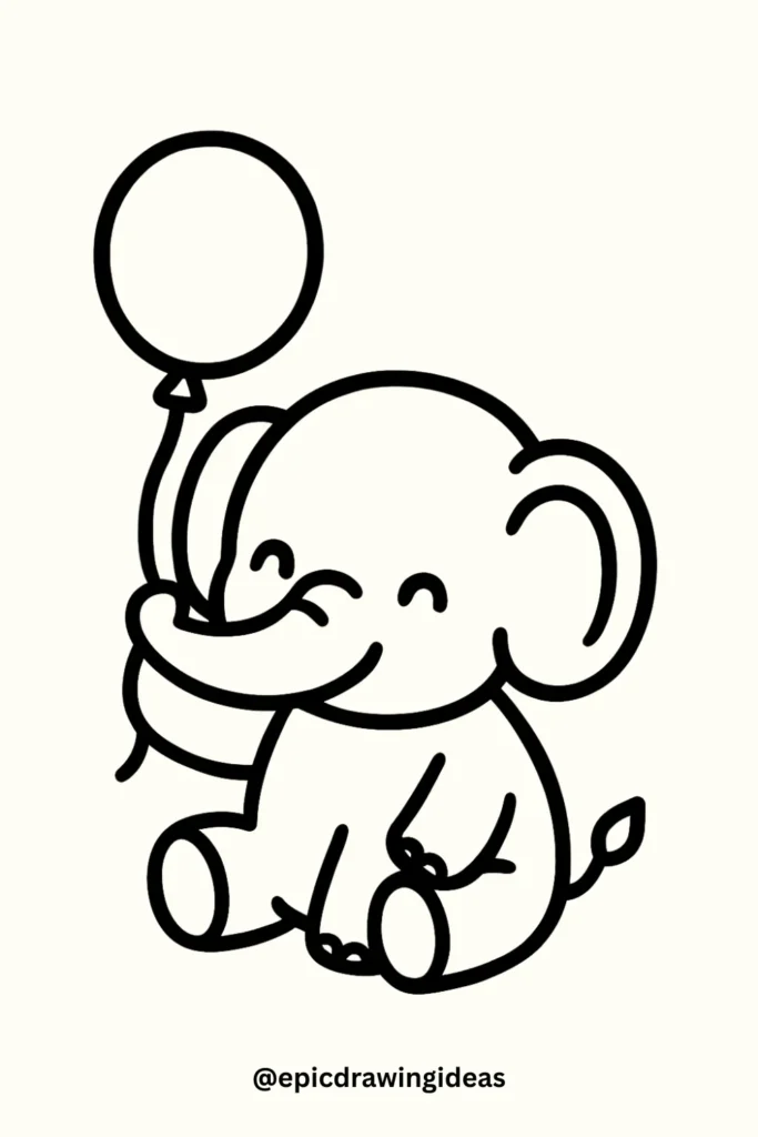 Elephant Holding a Balloon