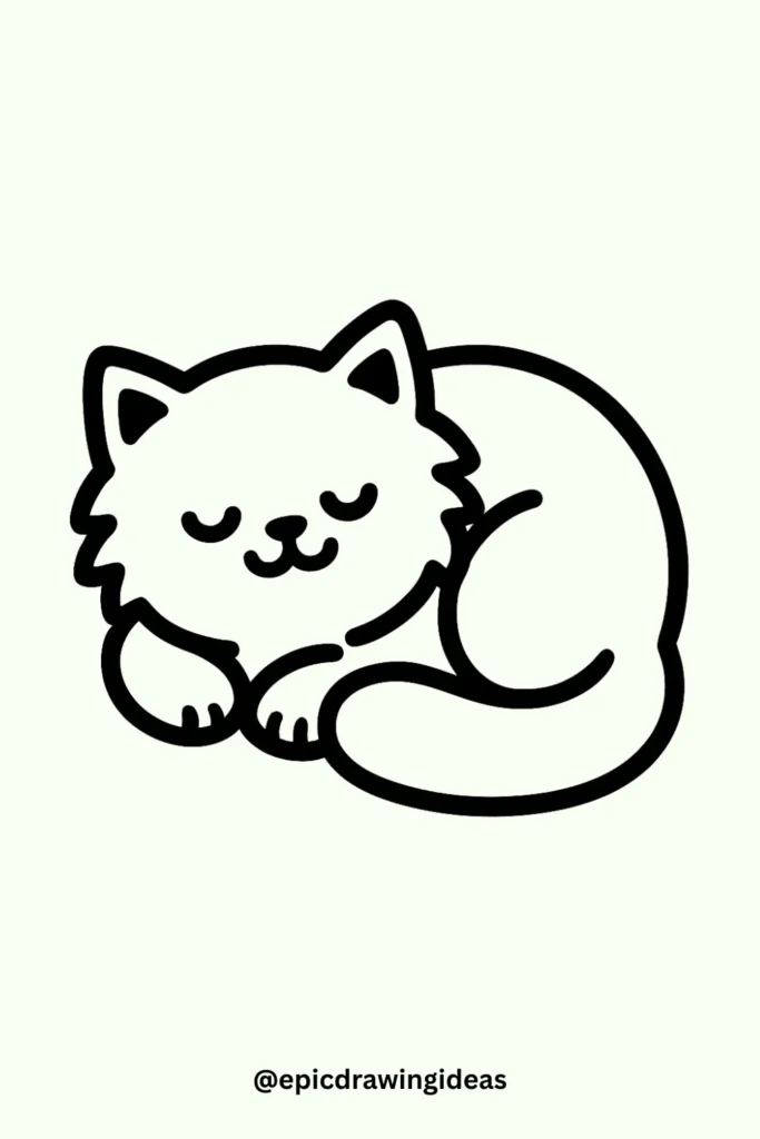Sleepy Cat Curling Up