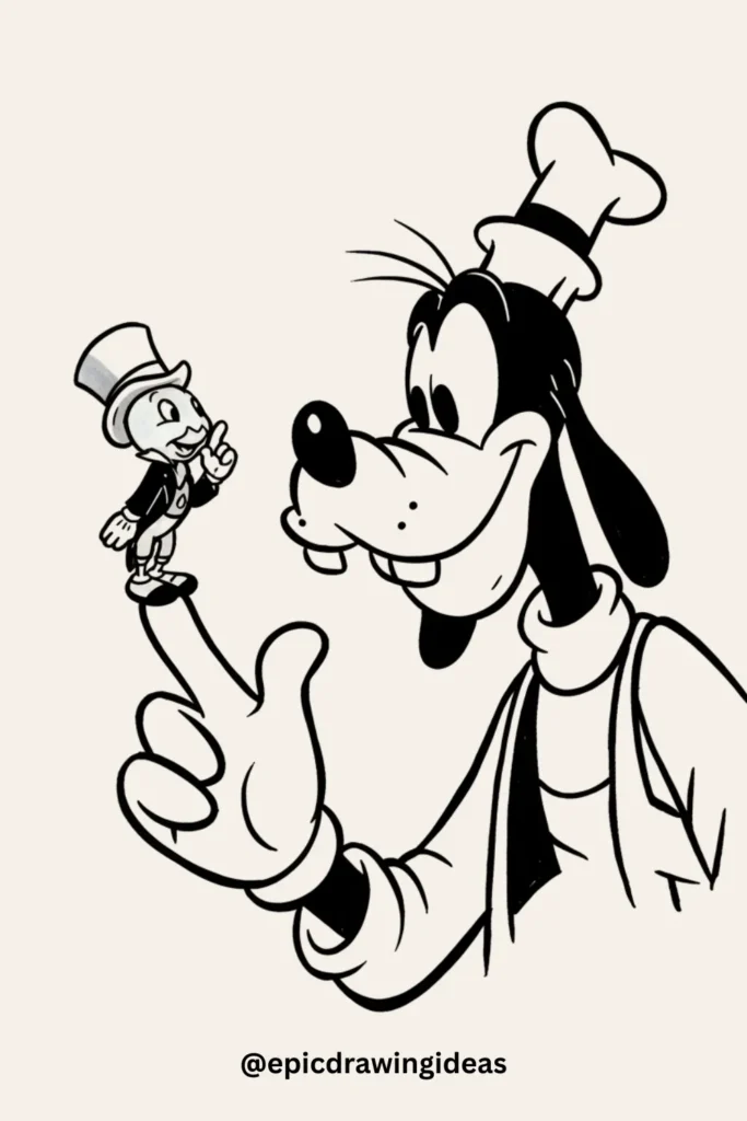 Goofy and Jiminy Cricket Encounter