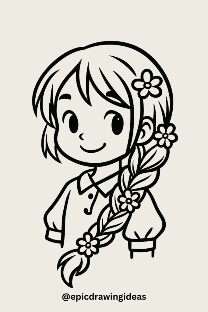 Braided Hair with Flowers