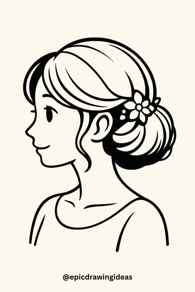 Low Chignon with a Floral Pin