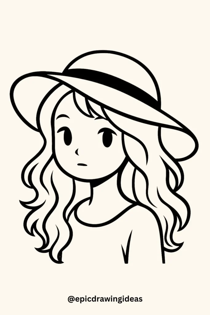 Loose Waves with a Wide Brim Hat