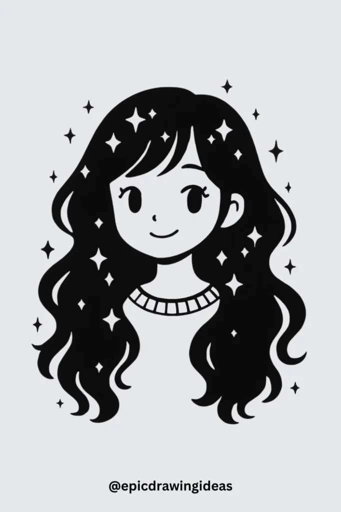 Wavy Hair with Stars