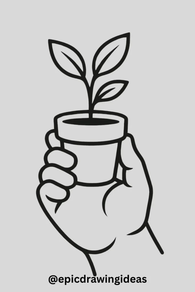 Hand Holding a Flower Pot