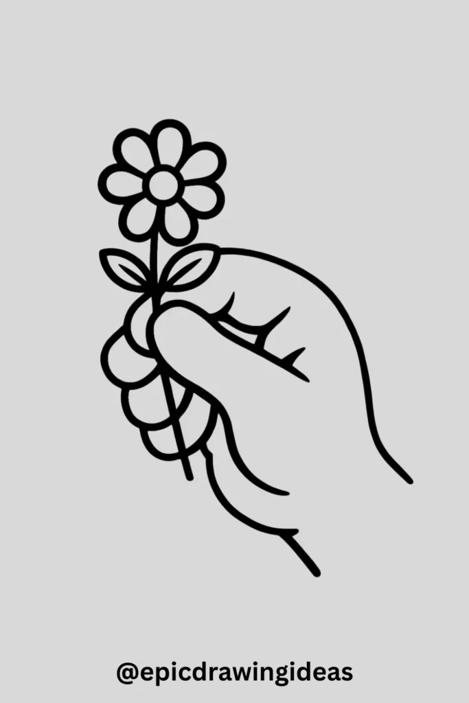 Cute Hand Holding a Flower