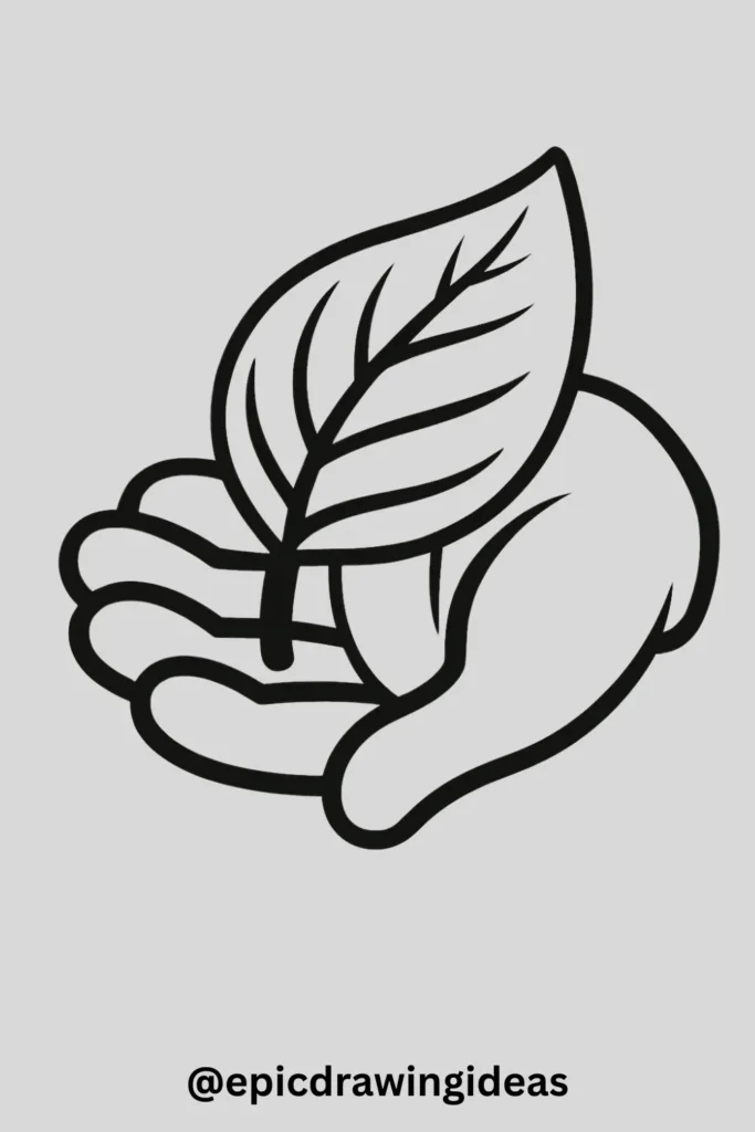 Hand Holding a Leaf