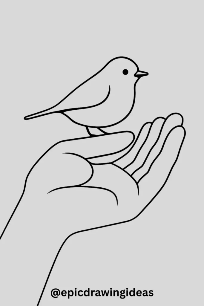 Hand Holding a Small Bird