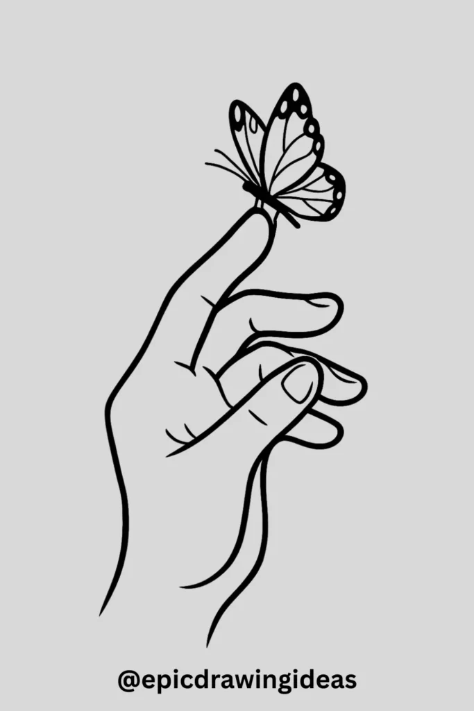 Hand with a Butterfly on Fingertip