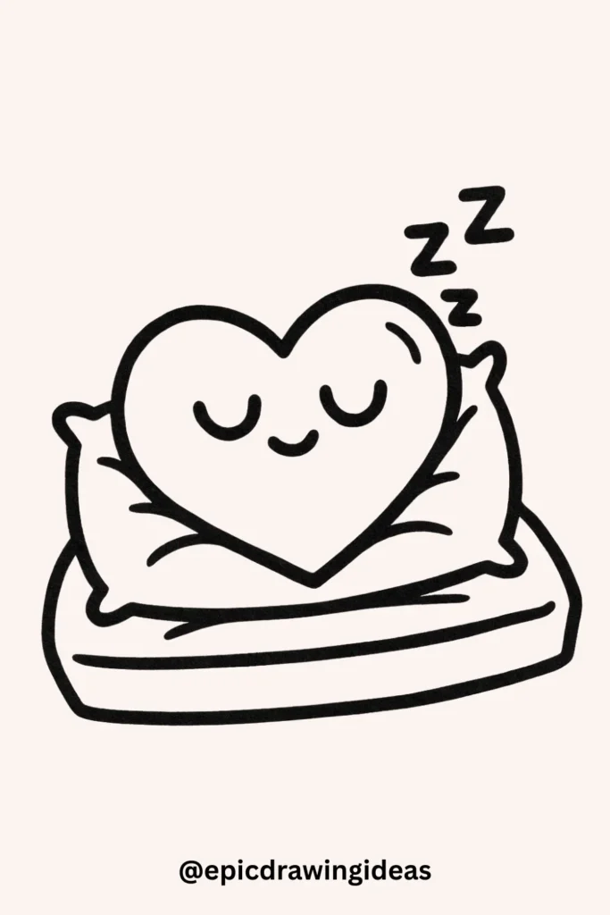 Sleepy Heart on a Pillow