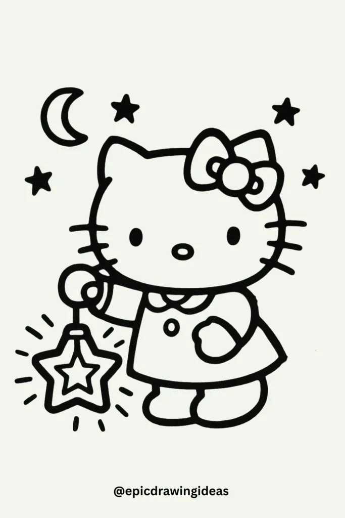 Hello Kitty Holding a Star Lantern