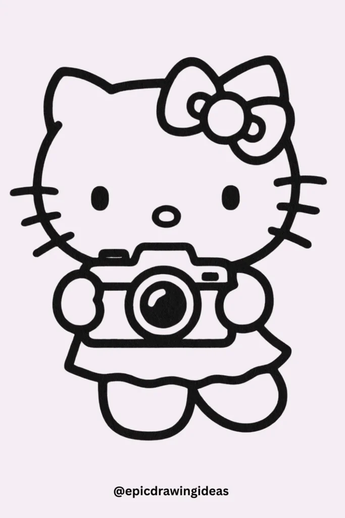 Hello Kitty Holding a Camera