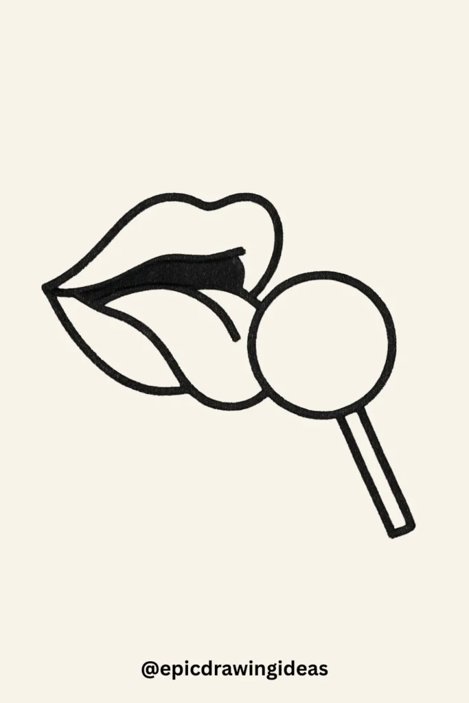 30 Cartoon Mouth Drawing Styles You’ll Love 18 Mouth with a Lollipop