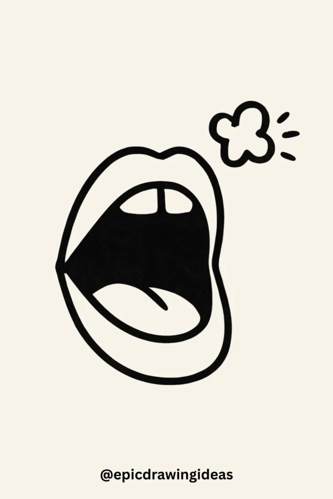 30 Cartoon Mouth Drawing Styles You’ll Love 22 Mouth with Popcorn Kernel Popping Out