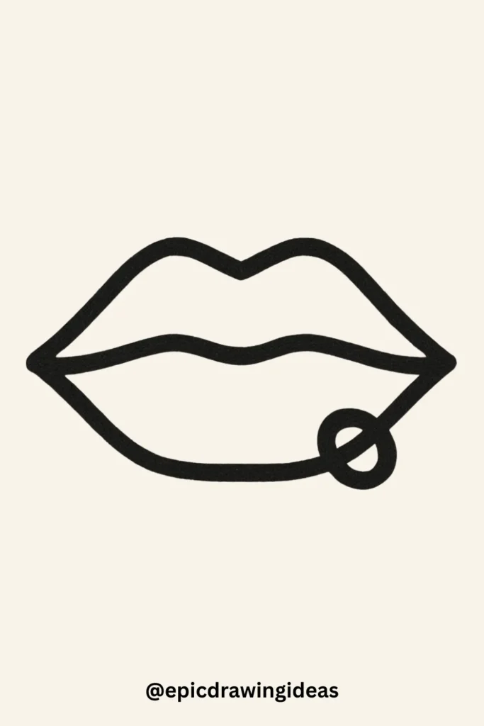 30 Cartoon Mouth Drawing Styles You’ll Love 24 Mouth with Lip Piercing