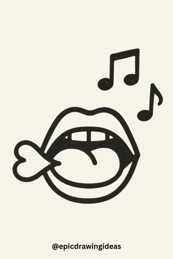 30 Cartoon Mouth Drawing Styles You’ll Love 27 Mouth with Musical Notes