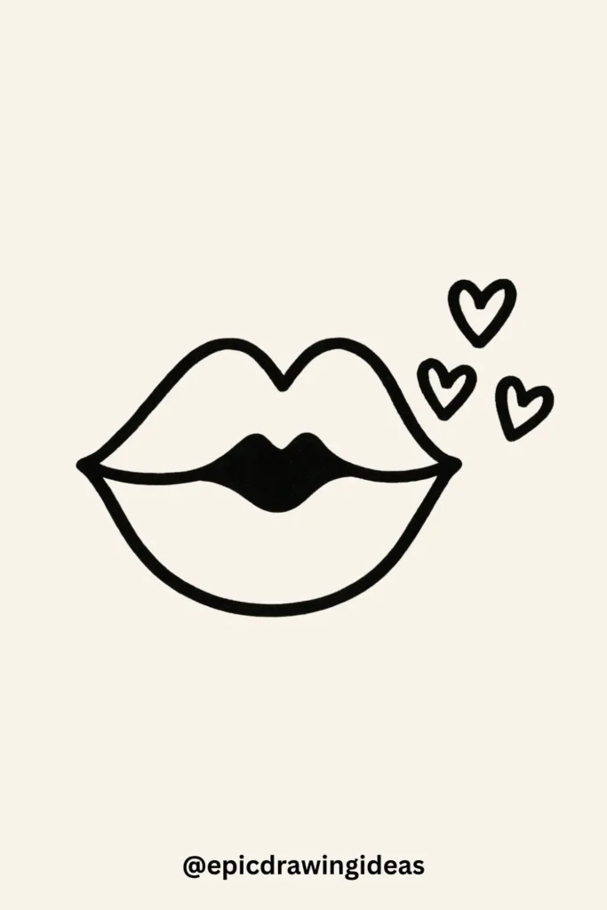 30 Cartoon Mouth Drawing Styles You’ll Love 28 Kissing Lips with Hearts