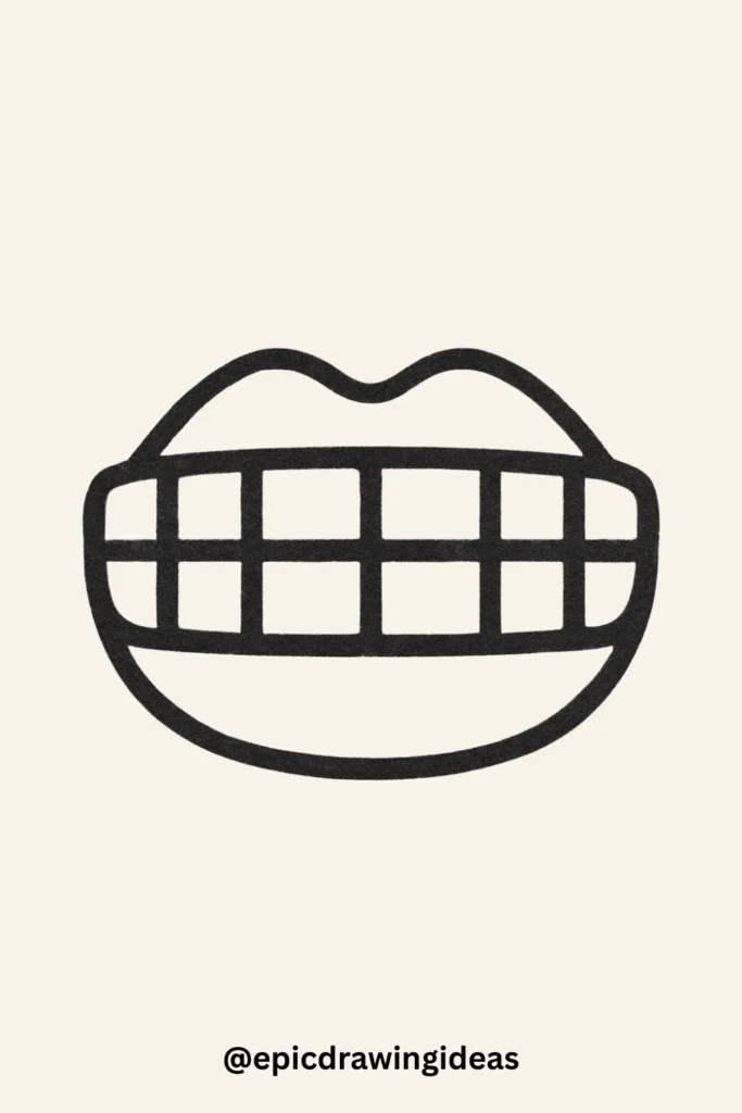 30 Cartoon Mouth Drawing Styles You’ll Love 32 Robot Mouth with Grid Teeth