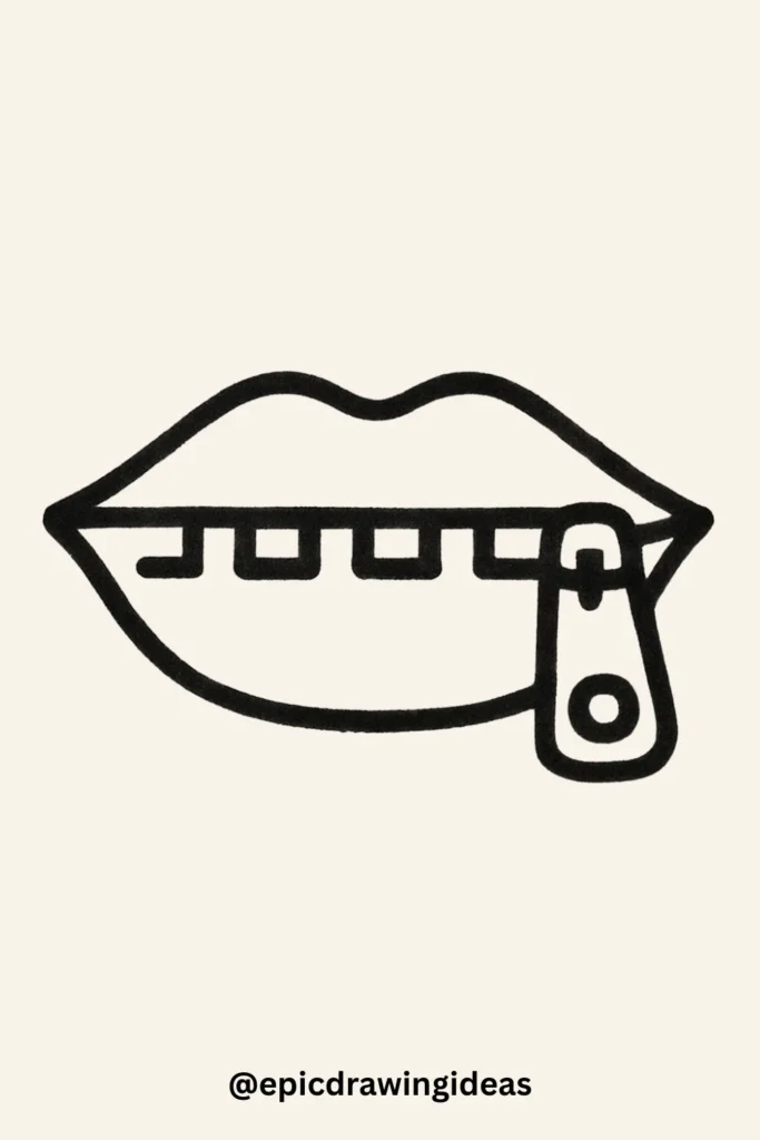 30 Cartoon Mouth Drawing Styles You’ll Love 9 Zipped Mouth