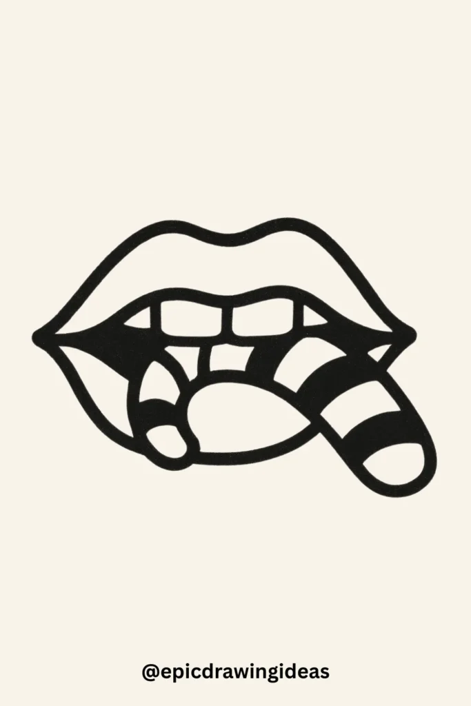 30 Cartoon Mouth Drawing Styles You’ll Love 10 Mouth Eating a Candy Cane