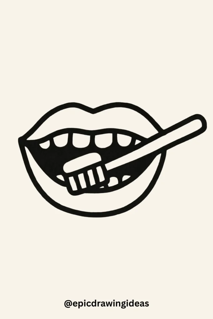 30 Cartoon Mouth Drawing Styles You’ll Love 11 Mouth with a Toothbrush Inside