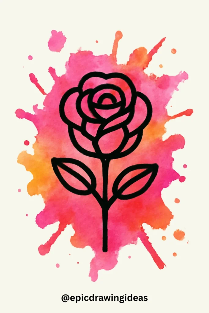 Watercolour Rose Splash