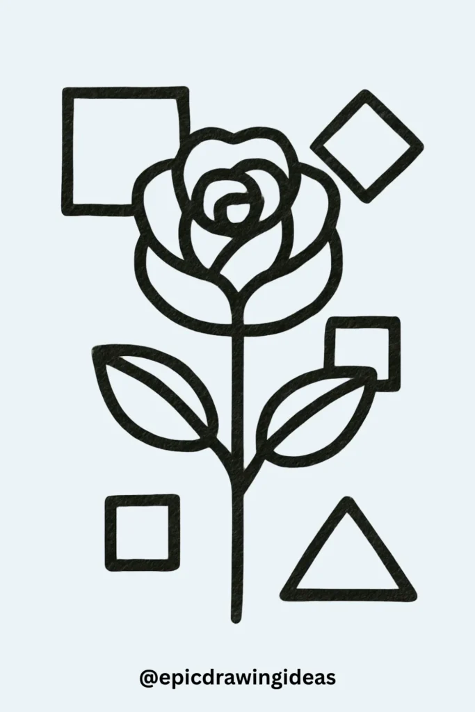 Minimalist Rose with Geometric Shapes