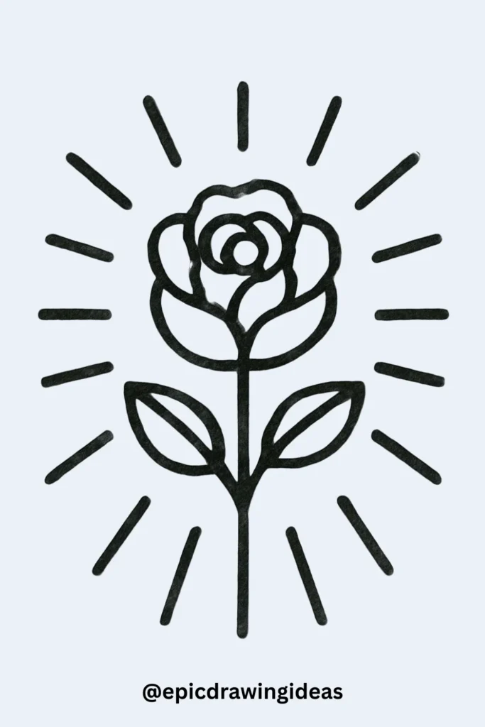 Rose with Sun Rays