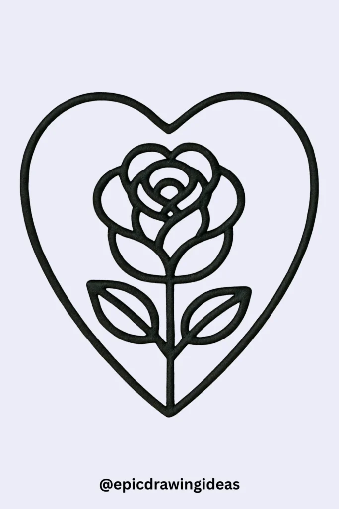Rose in a Heart Frame