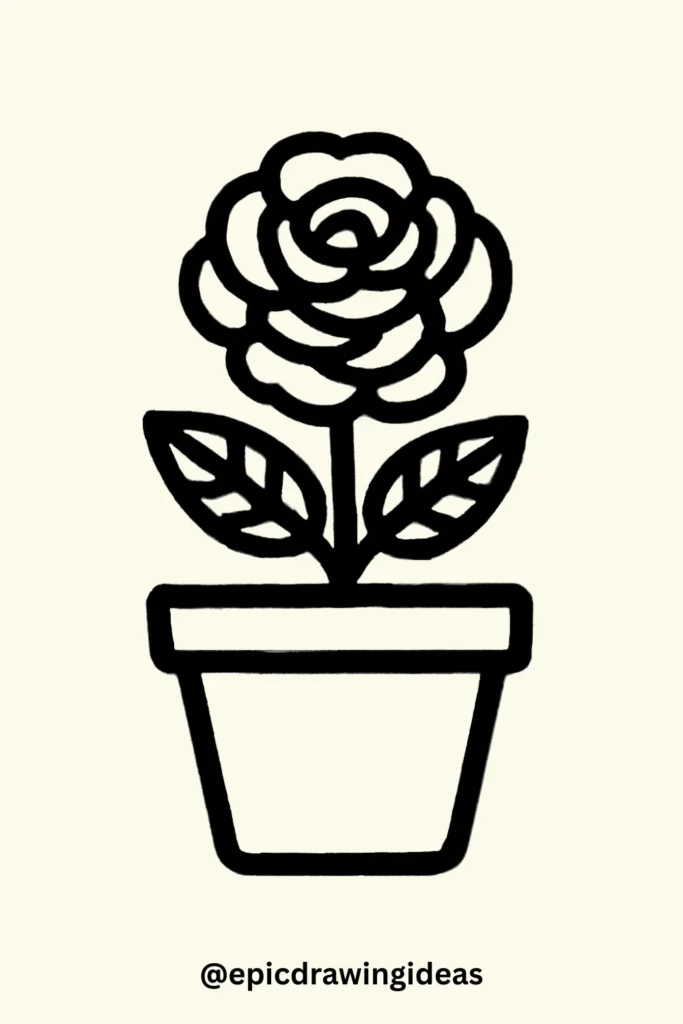 Blooming Rose in a Pot