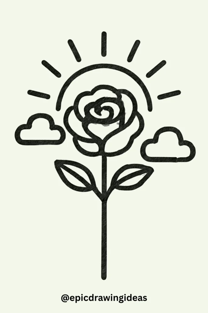 Rose with Sun and Clouds