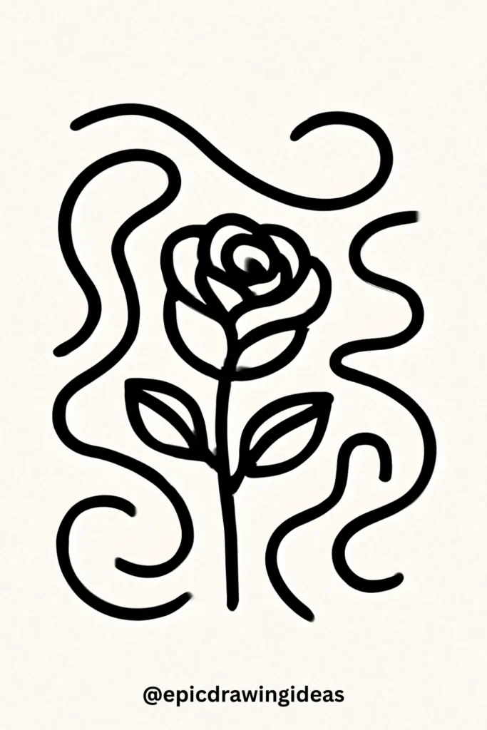 Rose with Abstract Lines