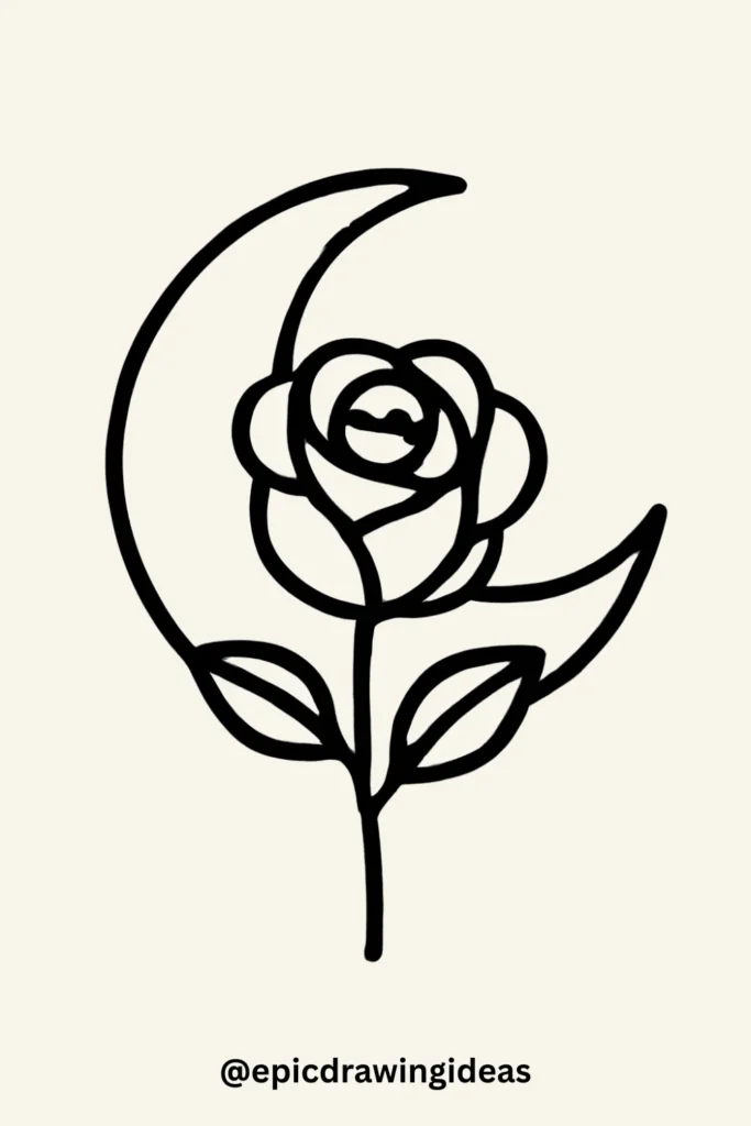 Rose and Crescent Moon