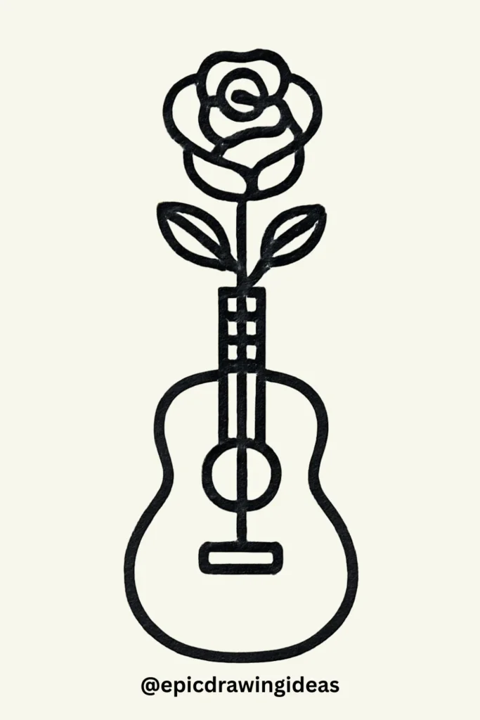 Rose Growing on a Guitar