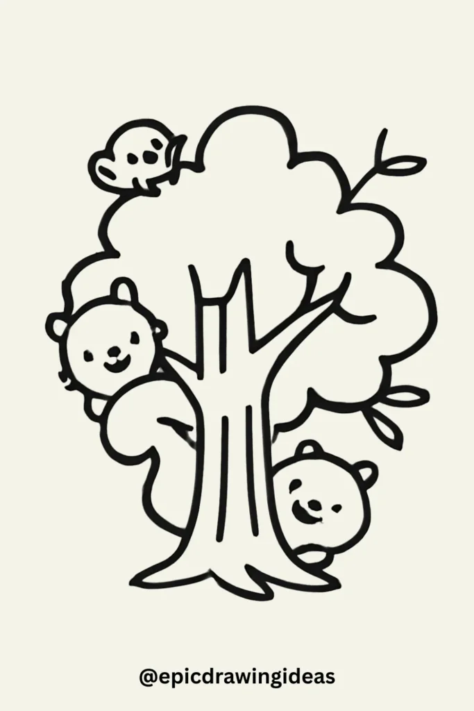 Tree with Tiny Animal Friends