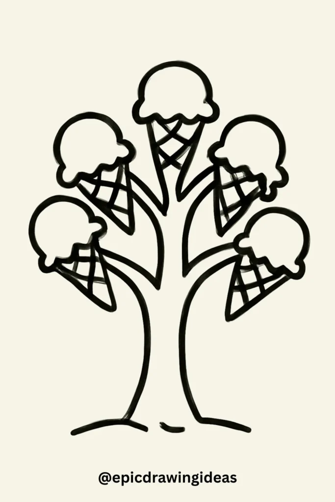 Tree with Ice Cream Cones as Leaves