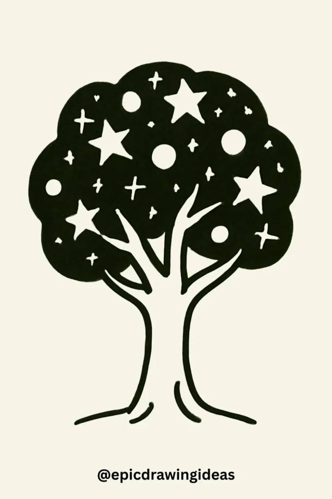 Tree with a Starry Sky Canopy