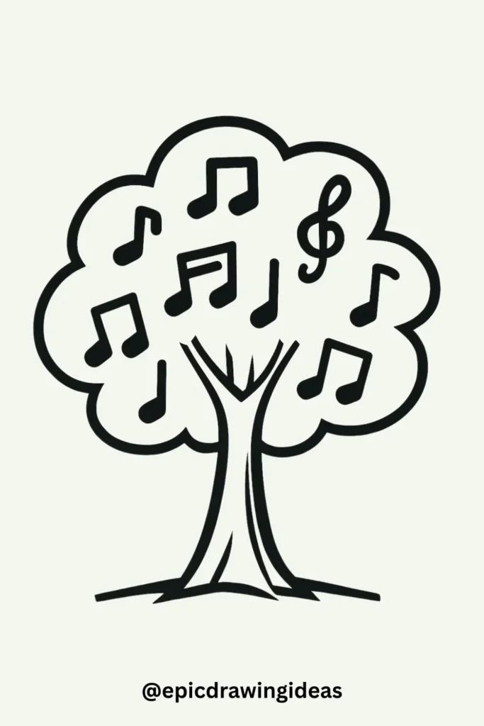 Tree with Musical Notes as Leaves