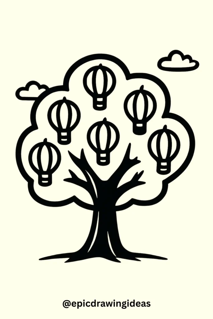 Tree with Hot Air Balloons for Leaves