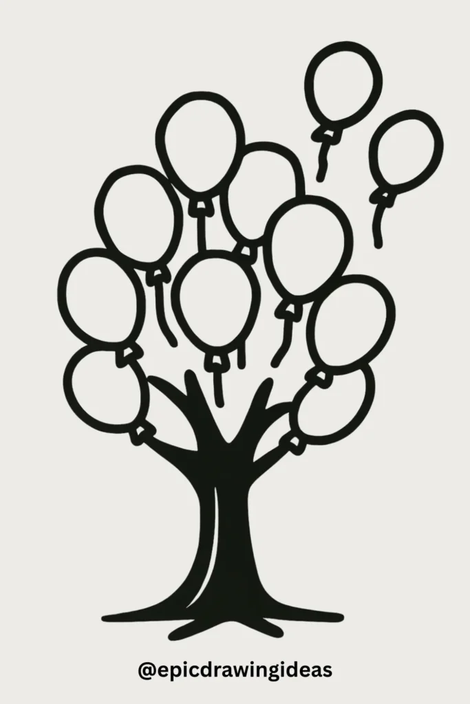 Tree with Floating Balloons as Canopy